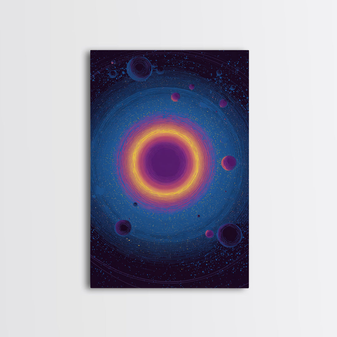 Purple Black Hole With Golden Ring Wall Art, Cosmic Retro Art, Modern Abstract Art, Space Poster, Blue Wall Decor Print Gift
