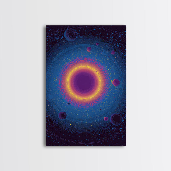 Purple Black Hole With Golden Ring Wall Art, Cosmic Retro Art, Modern Abstract Art, Space Poster, Blue Wall Decor Print Gift