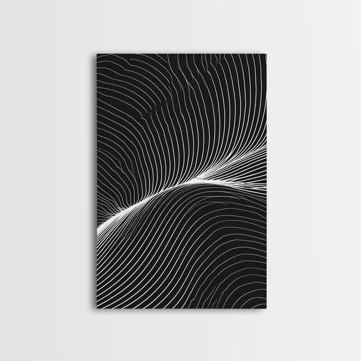 Black White Flowing Line Abstract Wall Art, Modern Op Art Print, Minimalist Wall Decor, Geometric Art For Bedroom, Home Office Decor