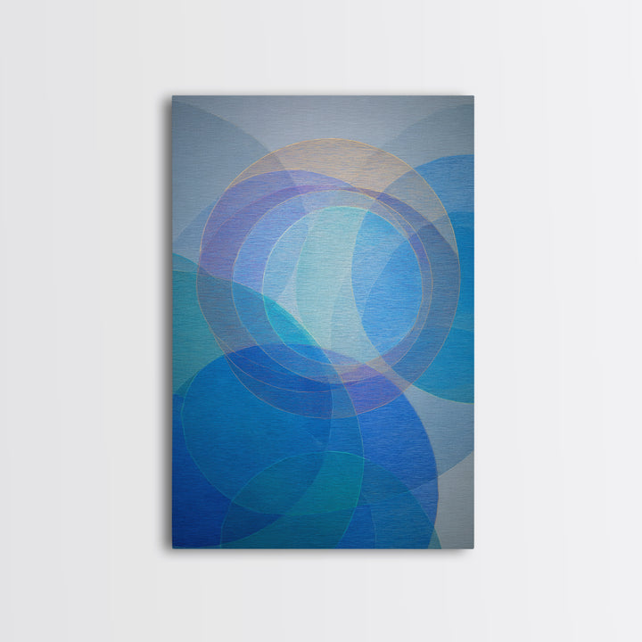 Blue Overlapping Circle Study, Wall Art, Midcentury Modern Abstract, Geometric Art Print, Scandinavian Bedroom Decor Poster