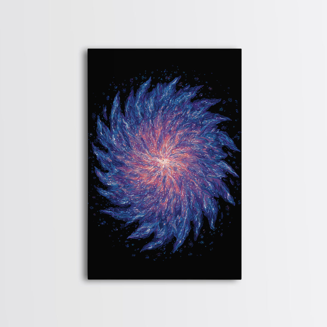 Purple Blue Spiral Nebula Canvas Print, Space Abstract Art, Modern Wall Art, Cosmic Retro Poster, Vibrant Art Purple, Home Decor