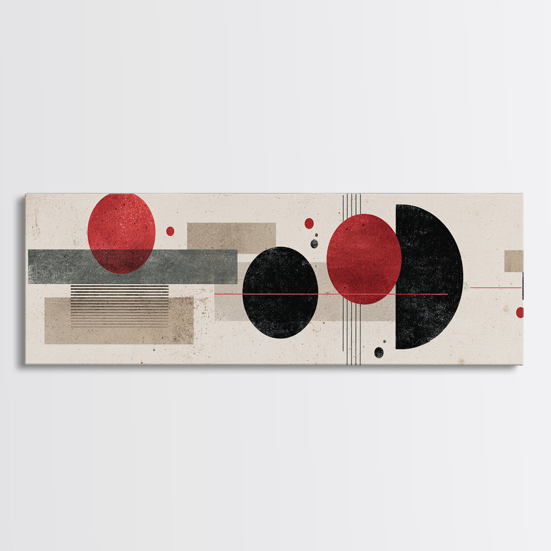 Red Black Geometric Abstract Wall Art, Midcentury Modern Art, Bauhaus Poster, Colorblock Art, Modern Wall Decor, Living Room Print