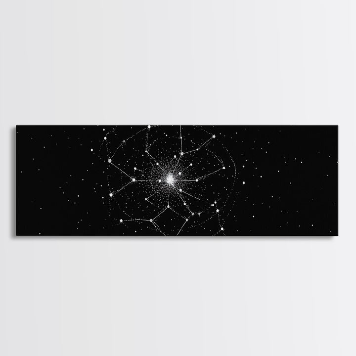 Constellation Star Map Abstract Wall Art, Geometric Wall Art, Space Poster, Midcentury Modern Art Print, Black Celestial Decor