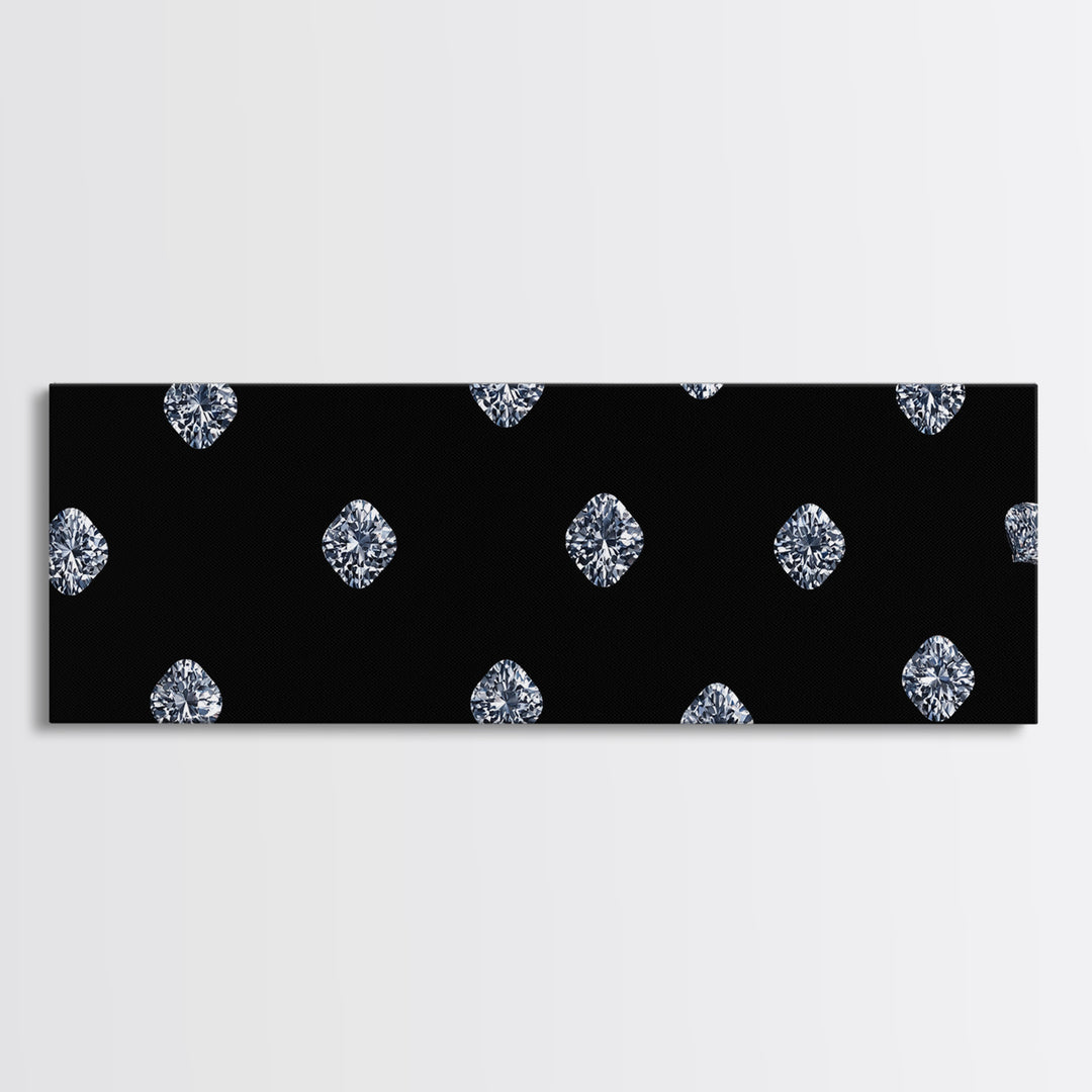 Scattered Diamond Gem Wall Art, Black Wall Decor, Glam Art Print, Modern Home Decor, Minimalist Poster, Elegant Bedroom Art