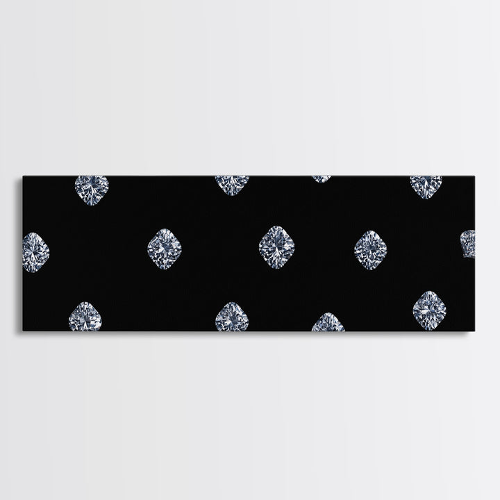 Scattered Diamond Gem Wall Art, Black Wall Decor, Glam Art Print, Modern Home Decor, Minimalist Poster, Elegant Bedroom Art
