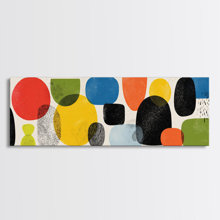 Colorful Rounded Shape Wall Art, Playful Midcentury Modern Abstract Poster, Retro Geometric Decor, Large MCM Print Gift Idea