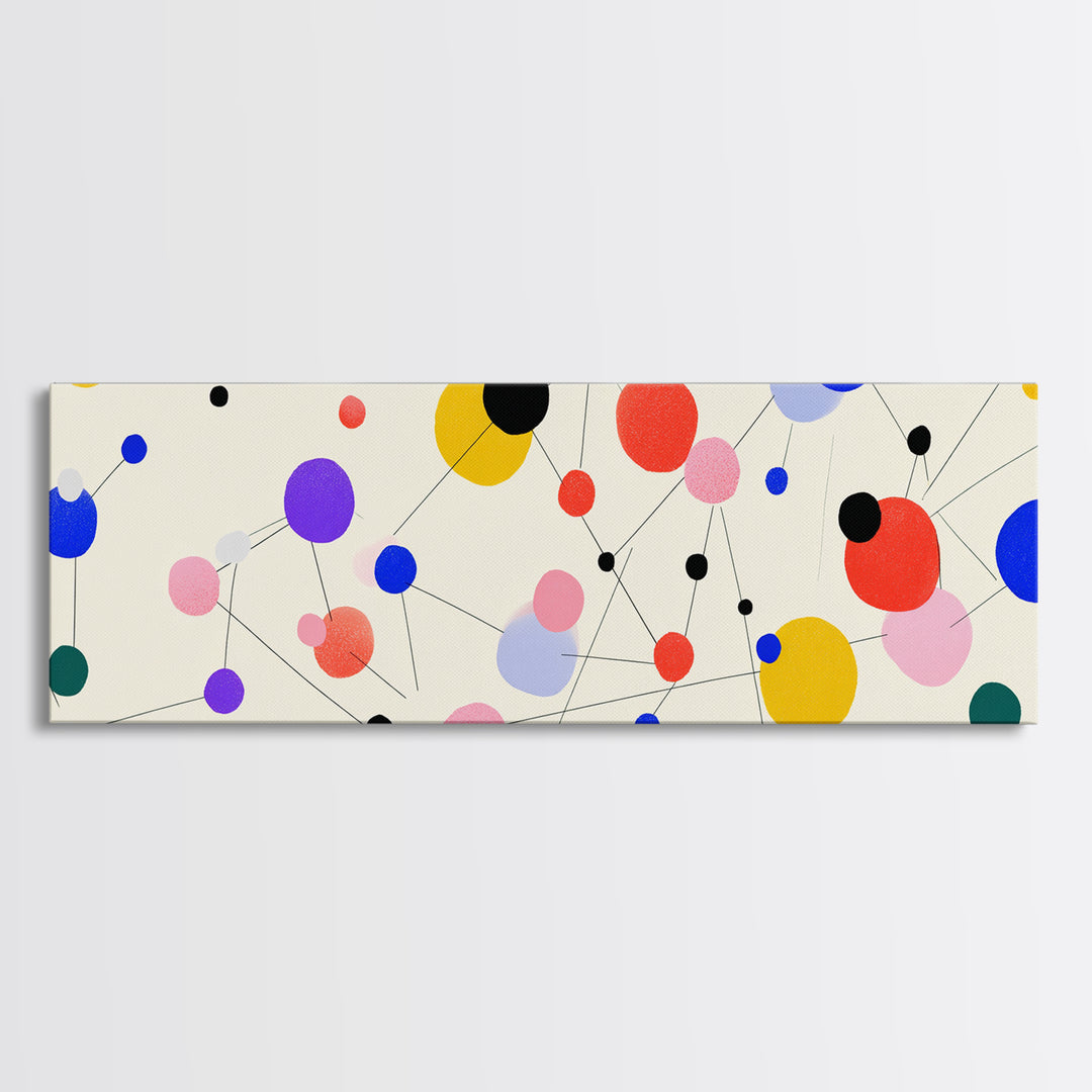Colorful Atomic Dots And Connected Lines Wall Art, Midcentury Modern Art, Geometric Abstract Print, Retro Modern Decor Poster
