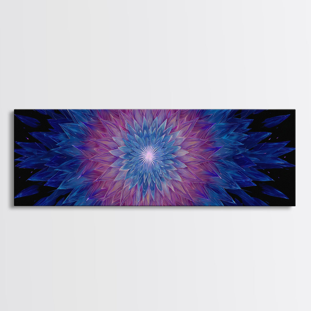 Blue Purple Crystal Kaleidoscope Canvas Print, Geometric Abstract Wall Art, Modern Psychedelic Decor, Colorful Poster, Gallery Wall Art