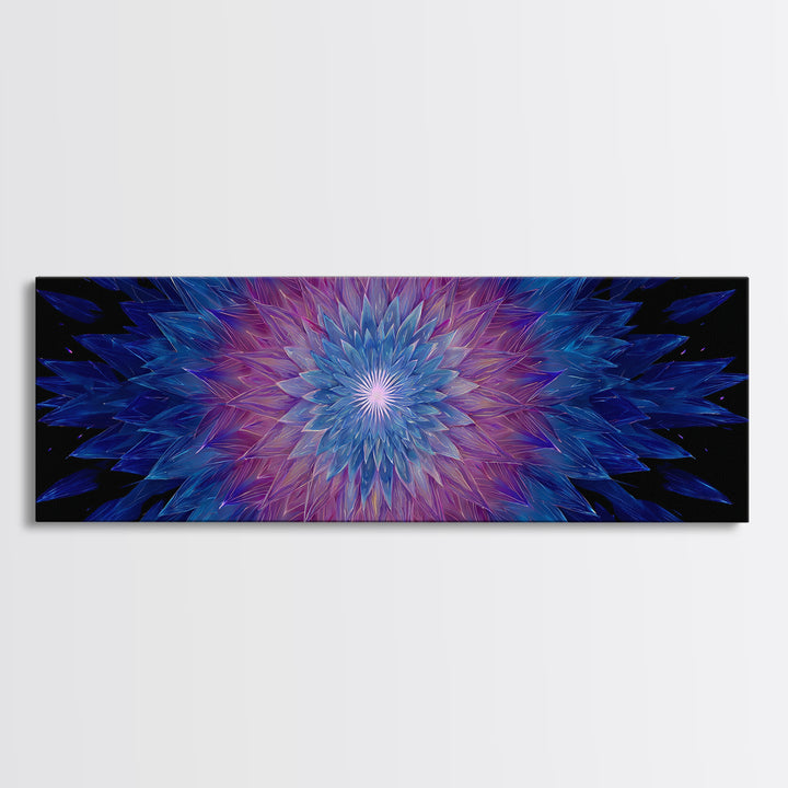 Blue Purple Crystal Kaleidoscope Canvas Print, Geometric Abstract Wall Art, Modern Psychedelic Decor, Colorful Poster, Gallery Wall Art