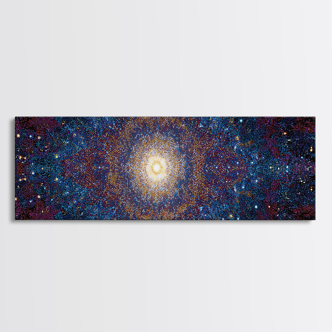 Glowing Galaxy Star Cluster Canvas Print, Cosmic Abstract Wall Art, Modern Space Decor, Blue Orange Statement Print Gift
