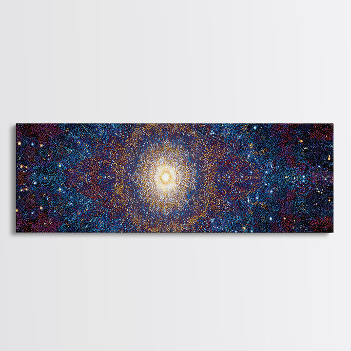 Glowing Galaxy Star Cluster Canvas Print, Cosmic Abstract Wall Art, Modern Space Decor, Blue Orange Statement Print Gift