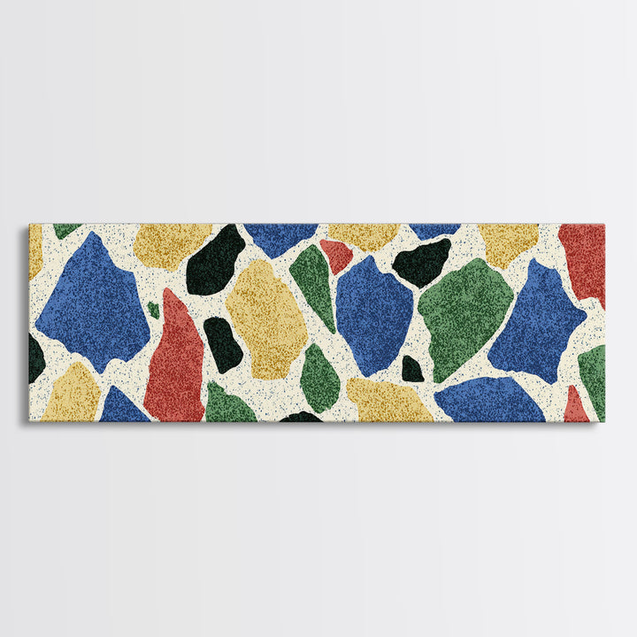 Bold Terrazzo Stone Canvas Print, Mid Century Modern Wall Decor, Colorful Abstract Art, Retro Pattern Poster, MCM Home Art