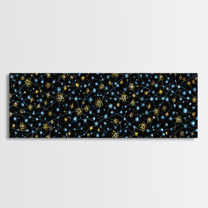 Atomic Constellation Wall Art, Mid Century Modern Space Decor, Retro Science Poster, Blue Yellow MCM Pattern, Modern Art Print