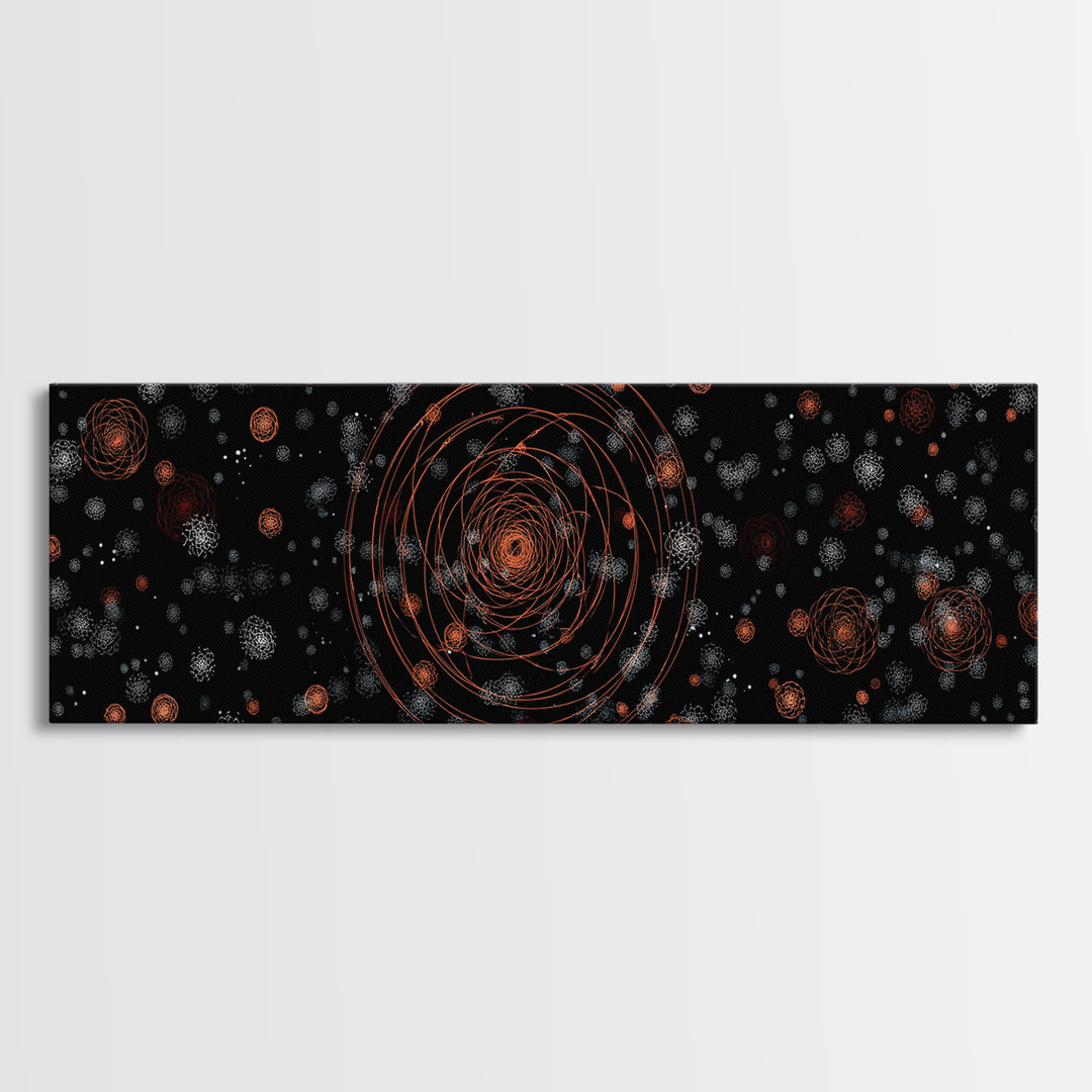 Copper Atomic Spiral Pattern Wall Art, Mid Century Modern Abstract Print, Retro Space Decor, MCM Living Room Poster, Home Decor