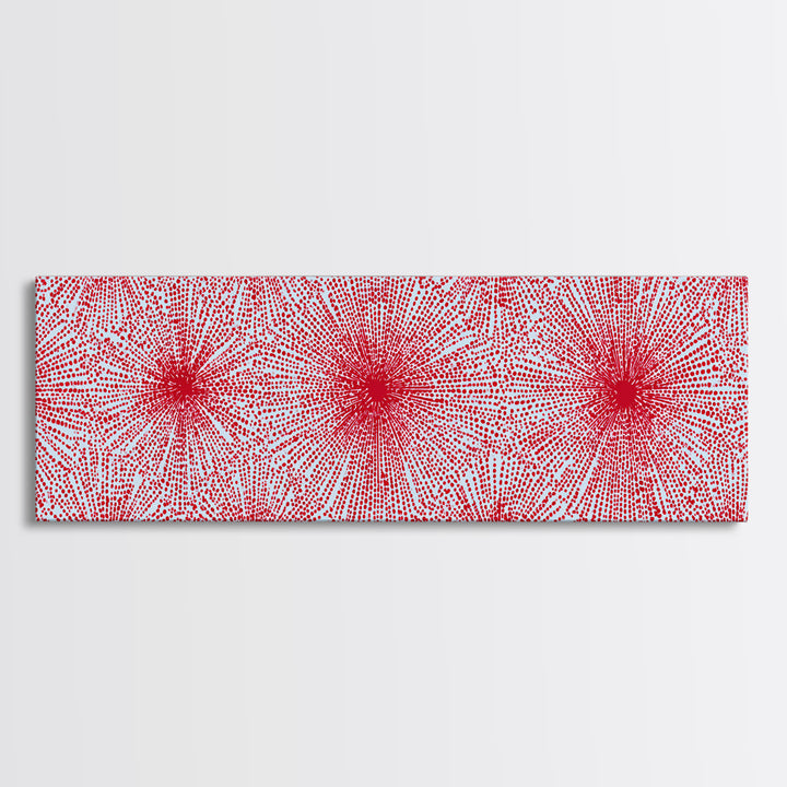 Red Pink Radiating Starburst Canvas Print, Mid Century Modern Wall Art, Bold Geometric Pattern, Retro Maximalist Decor Poster