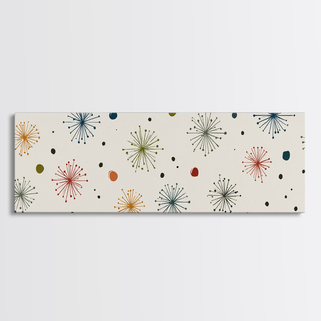 Minimal Atomic Starburst Wall Art, Mid Century Modern Print, Retro Geometric Pattern Poster, Cream MCM Home Decor Artwork