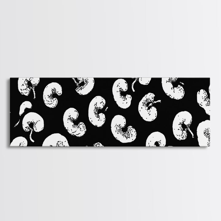 Black White Amoeba Pattern Canvas Print, Midcentury Modern Abstract Wall Decor, Monochrome Retro Op Art For Gallery Wall