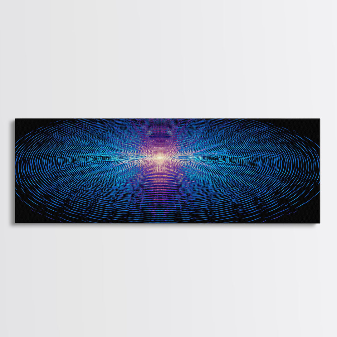 Blue Neon Concentric Ripple Field Wall Art, Futuristic Abstract Print, Modern Wall Decor, Space Abstract Art, Digital Art