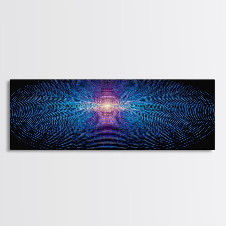 Blue Neon Concentric Ripple Field Wall Art, Futuristic Abstract Print, Modern Wall Decor, Space Abstract Art, Digital Art