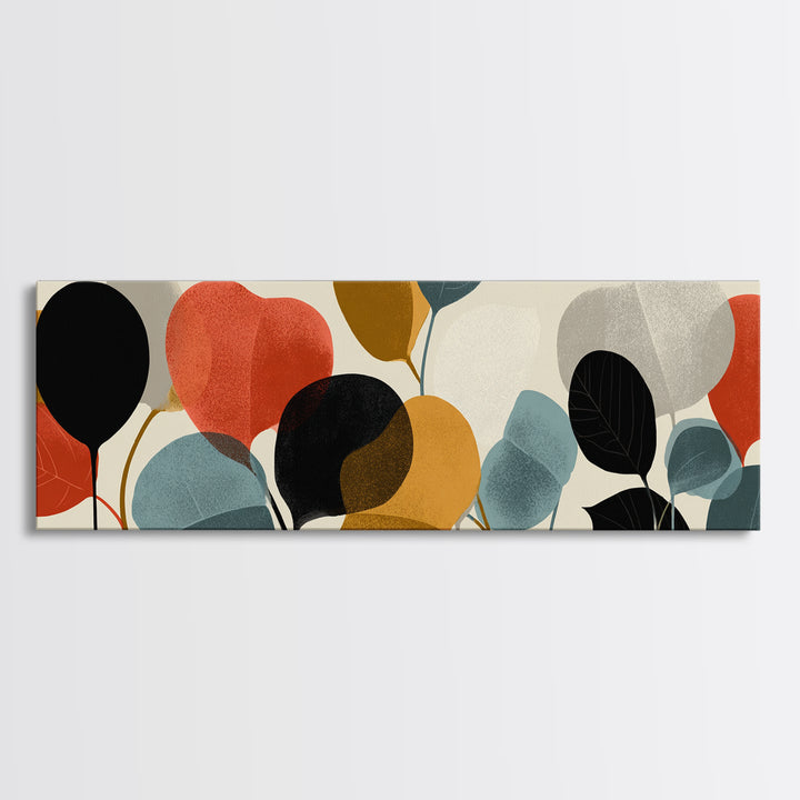 Abstract Balloon Leaves In Warm Neutrals Wall Art, Midcentury Modern Decor, Geometric Art Print, Boho Living Room Poster