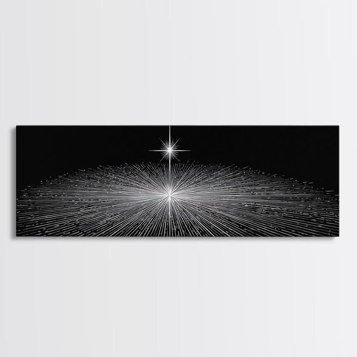 Black And White Radiant Grid Horizon Canvas Print, Minimalist Wall Art, Op Art Poster, Modern Geometric Office Decor Gift