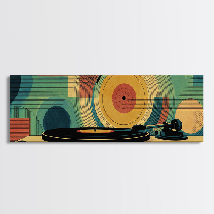 Midcentury Turntable Music Wall Art, Retro Vinyl Record Poster, Modern Art Print, Atomic MCM Decor For Living Room Decor Gift