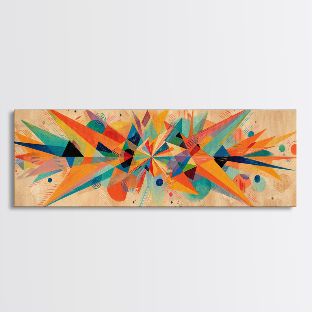 Colorful Geometric Starburst Wall Art, Abstract Midcentury Modern Art Print, Bauhaus Poster, Bold MCM Living Room Wall Decor