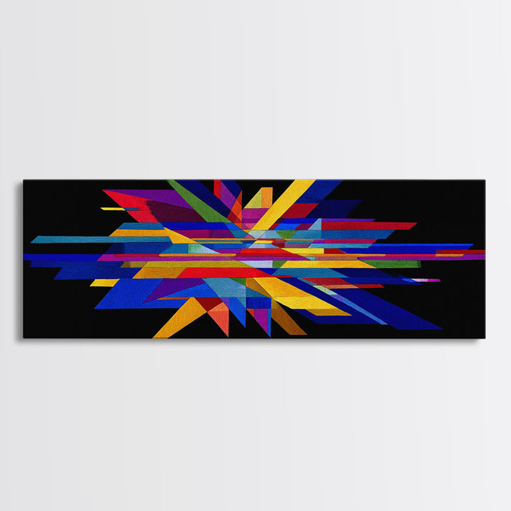 Black Geometric Shard Canvas Print, Colorful Abstract Poster, Midcentury Modern Wall Art, Bauhaus MCM Modern Home Office Decor