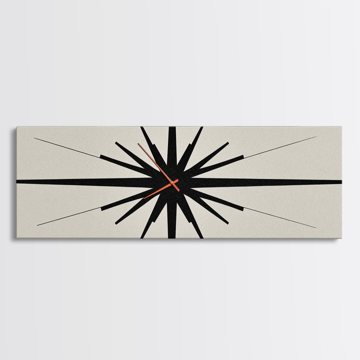 Minimal Black Atomic Starburst Wall Art, Mid Century Modern Abstract Print, Bauhaus Geometric Decor For Office, Den, And Entry