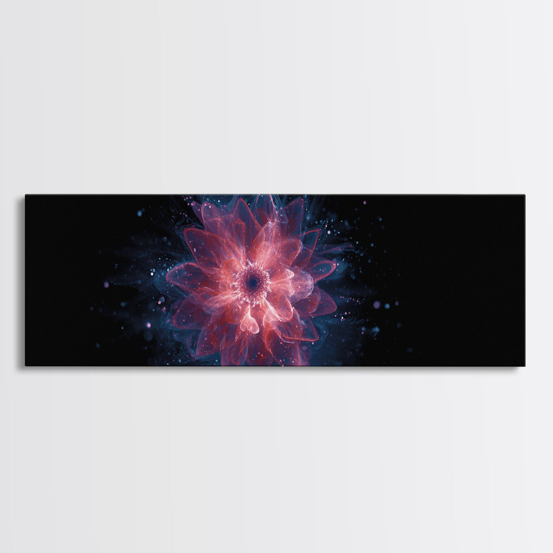 Glowing Pink Cosmic Blossom Wall Art, Modern Abstract Art, Digital Art Print, Space Abstract Art, Trendy Bedroom Wall Decor
