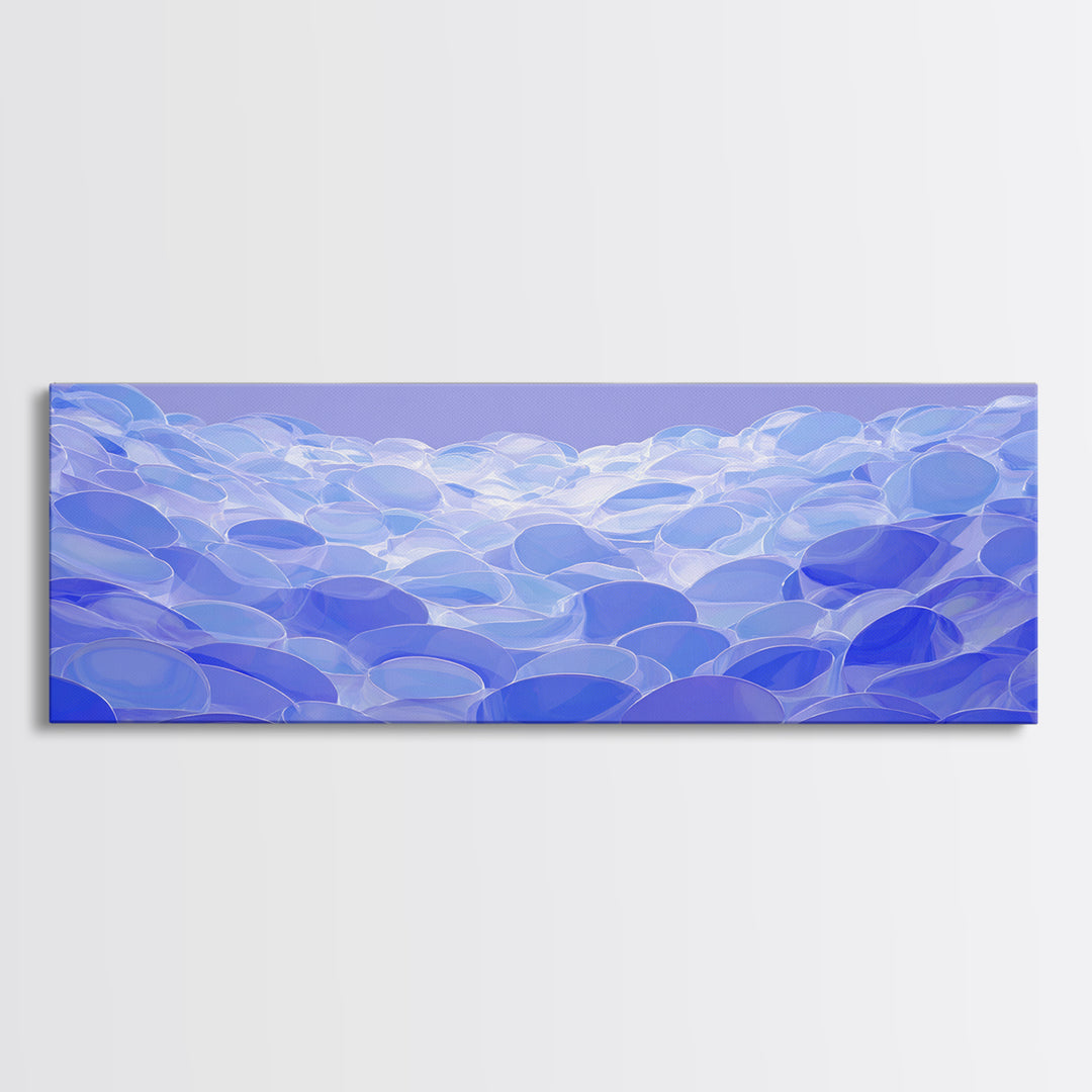 Blue Translucent Pebble Waves Canvas Print, Modern Abstract Art, Midcentury Wall Art, Office Decor, Living Room Decor, Blue Art