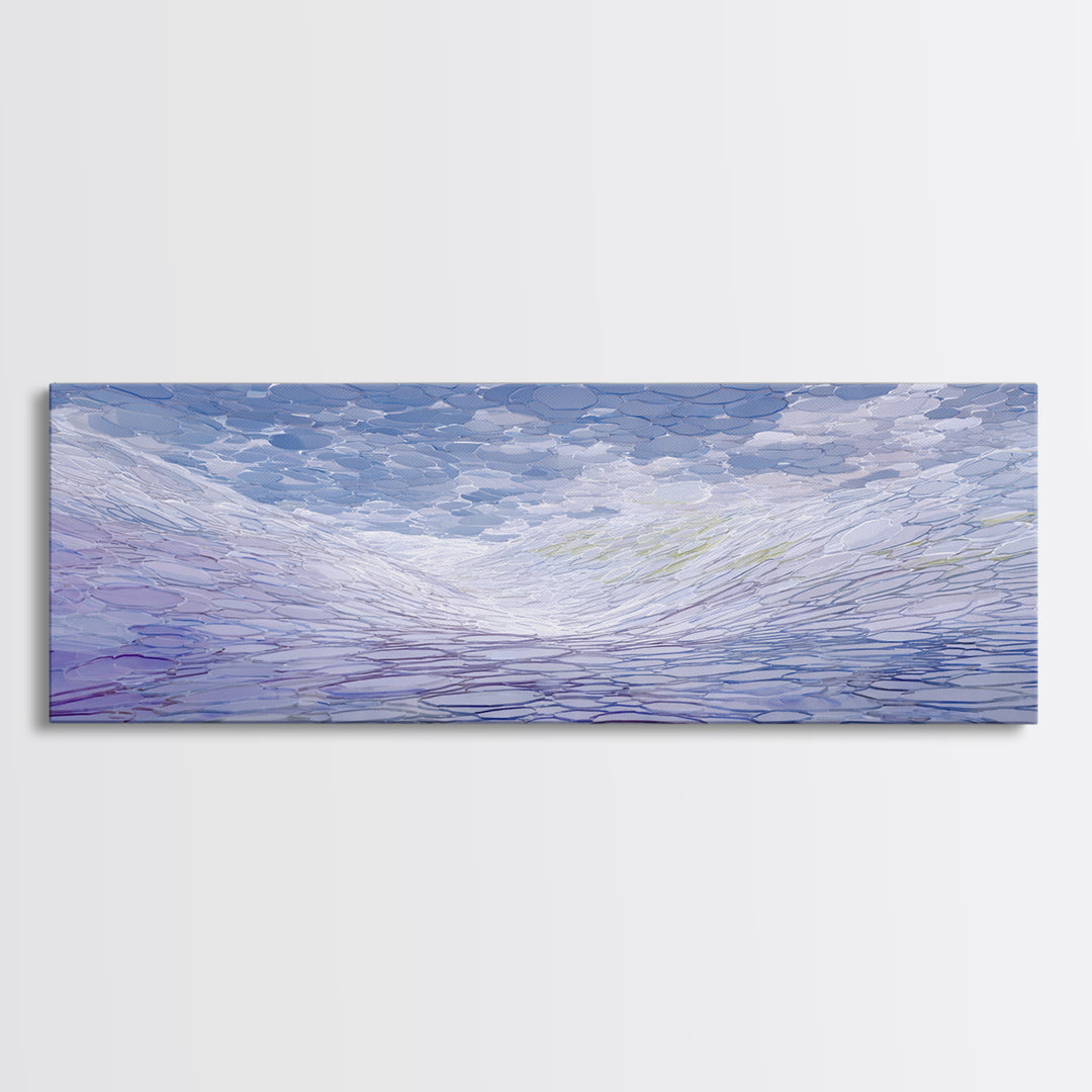 Icy Blue Reflective Ripple Landscape Canvas Print, Modern Abstract Art, Blue Wall Art, Scandinavian Modern, Home Office Decor
