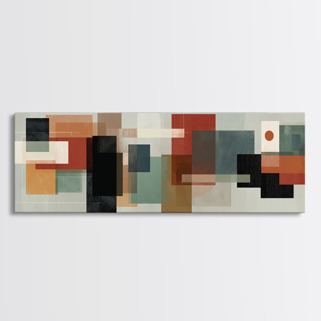 Muted Geometric Blocks Wall Art, Midcentury Modern Abstract Art, Office Wall Decor, Bauhaus Poster, Minimalist Home Decor