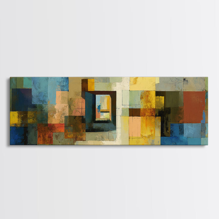 Earthy Abstract Doorway Canvas Print, Midcentury Modern Art, Rustic Office Wall Decor, Geometric Artwork, Home Decor, Living Room Art