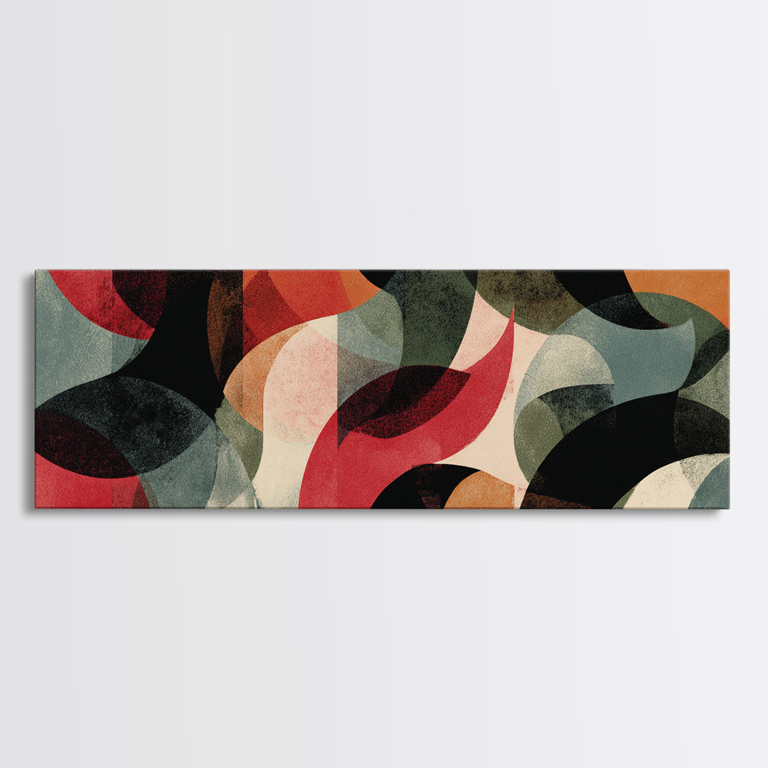 Bold Organic Shapes Canvas Print, Midcentury Modern Abstract Art, Red Black Wall Decor, Geometric Poster, Statement MCM Art