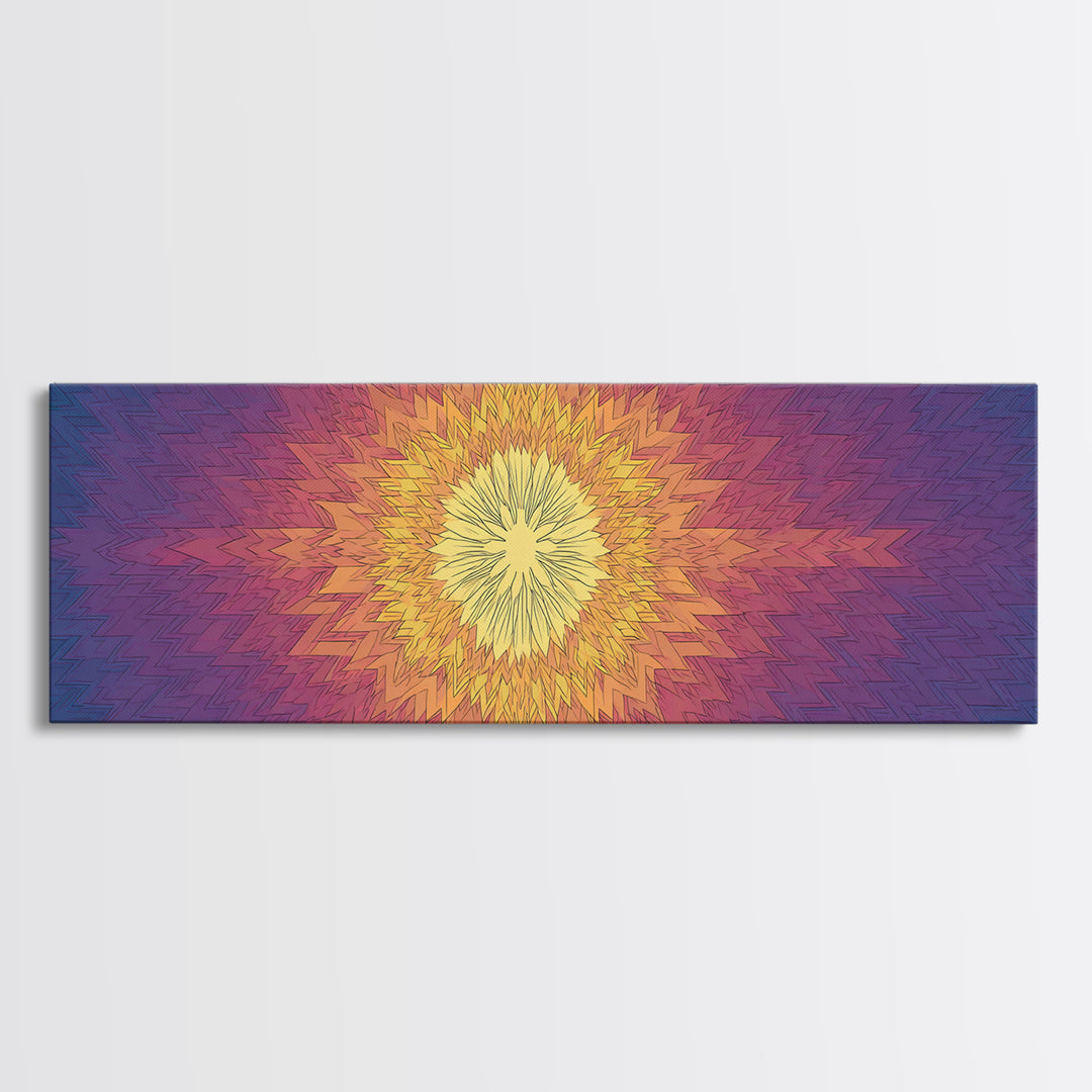 Radiant Yellow Purple Sunburst Poster Wall Art, Midcentury Modern, Geometric Art Print, Abstract Wall Art, Colorful Home Decor