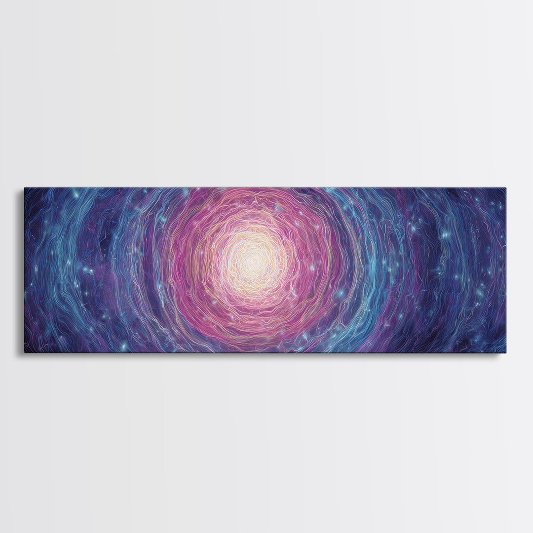 Purple Blue Spiral Galaxy Wall Art, Cosmic Abstract Canvas Print, Modern Digital Art, Space Poster For Living Room Decor
