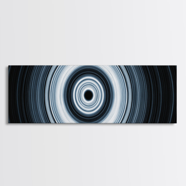 Black White Optical Circle Framed Canvas Print, Modern Abstract Art, Op Art Wall Decor, Minimalist Geometric Poster For Office