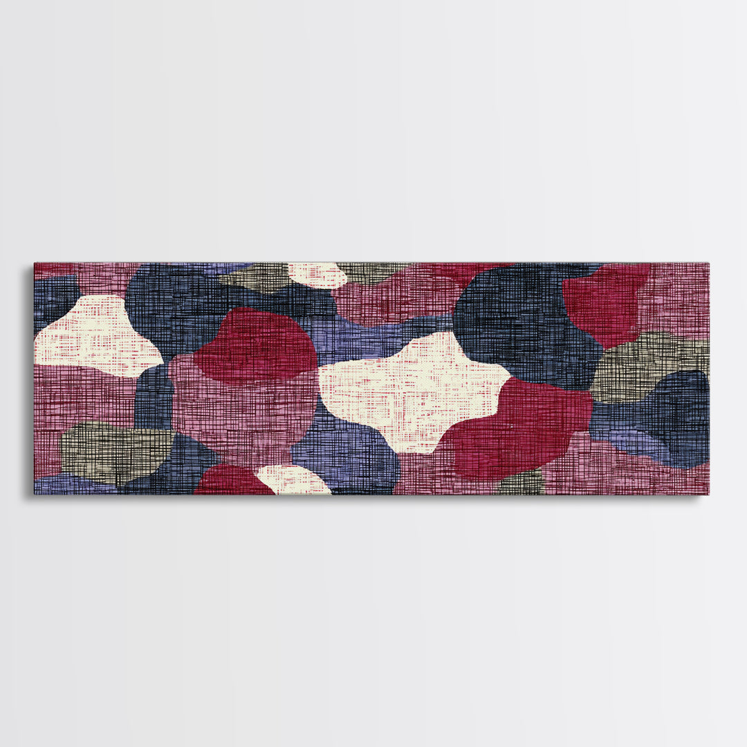 Rose Navy Woven Abstract Wall Art, Midcentury Modern Decor, Organic Pattern Print For Bedroom, Office, And Living Room Decor