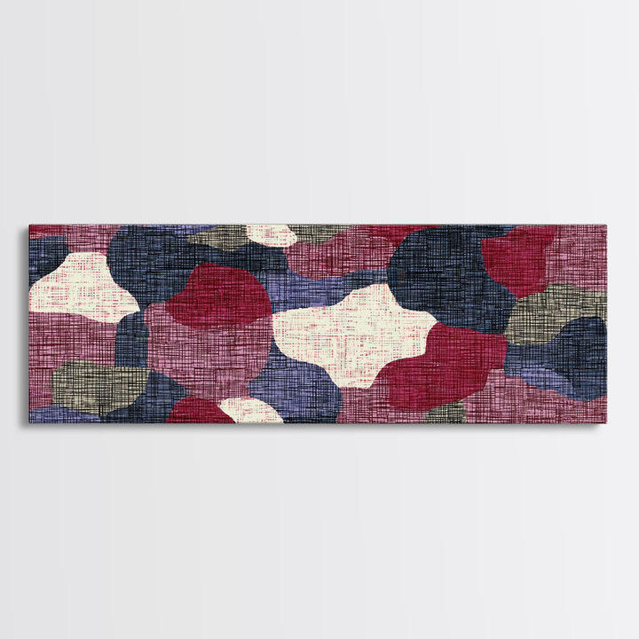 Rose Navy Woven Abstract Wall Art, Midcentury Modern Decor, Organic Pattern Print For Bedroom, Office, And Living Room Decor
