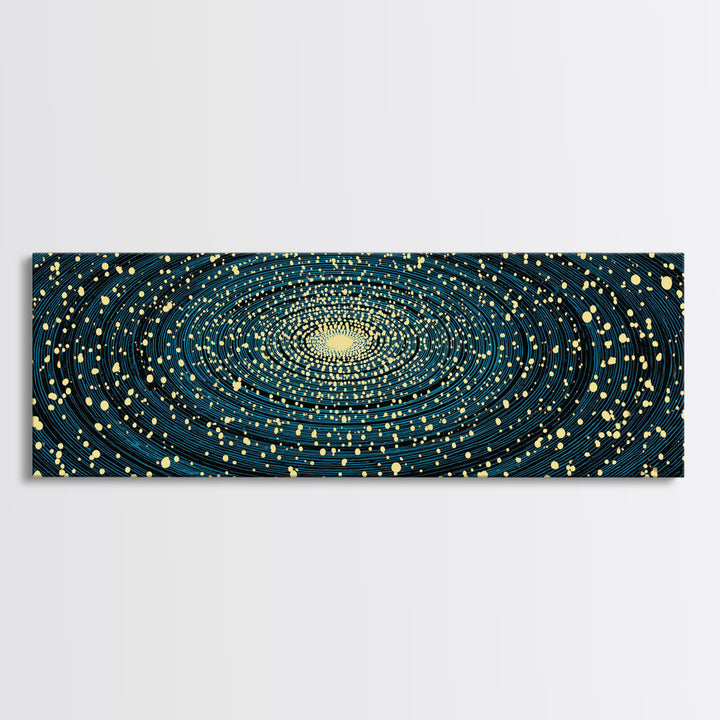Gold And Teal Spiral Galaxy Wall Art, Modern Abstract Art Print, Cosmic Space Poster, Geometric Office Decor, Large Canvas Print