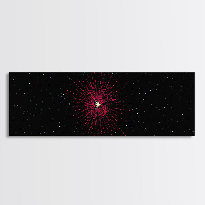 Minimal Red Starburst Wall Art, Sci Fi Space Abstract Print, Modern Cosmic Poster, Dark Galaxy Decor, Retro Home Accent Print