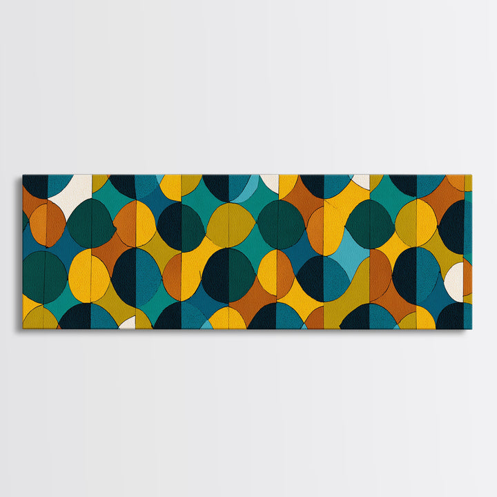 Teal Mustard Orange Geometric Circles Wall Art, Mid Century Modern Abstract Print, Retro MCM Decor, Bauhaus Poster, Living Room Decor