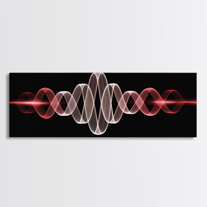 Red White Sine Wave Canvas Print, Minimalist Modern Abstract Art, Audio Waveform Wall Art, Music Studio Decor For Bedroom