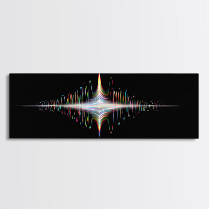 Prismatic Light Waveform Wall Art, Modern Digital Art Print, Abstract Sound Wave Poster, Futuristic Home Office Wall Decor