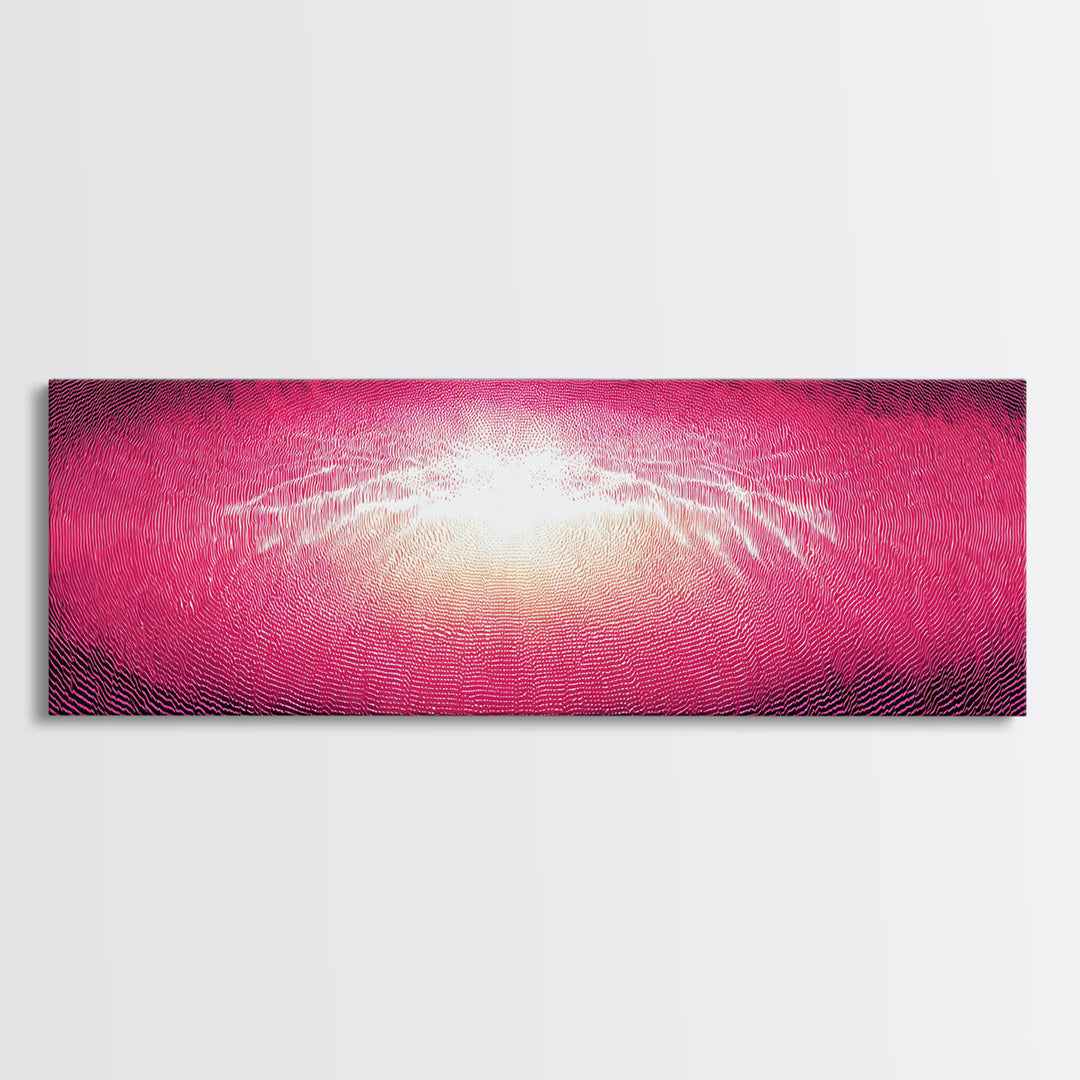 Pink Radiant Wave Field Canvas Print, Bright Abstract Wall Art, Modern Digital Art Poster, Girly Maximalist Bedroom Decor
