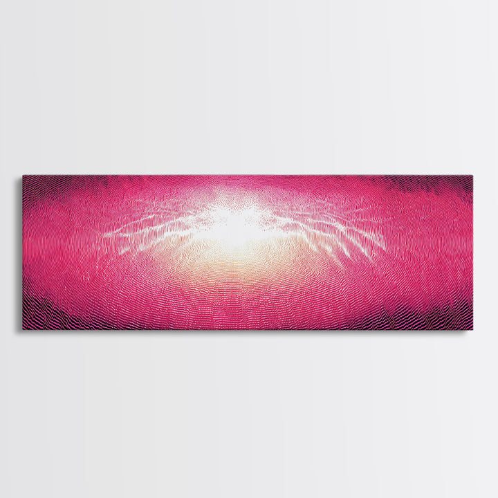 Pink Radiant Wave Field Canvas Print, Bright Abstract Wall Art, Modern Digital Art Poster, Girly Maximalist Bedroom Decor