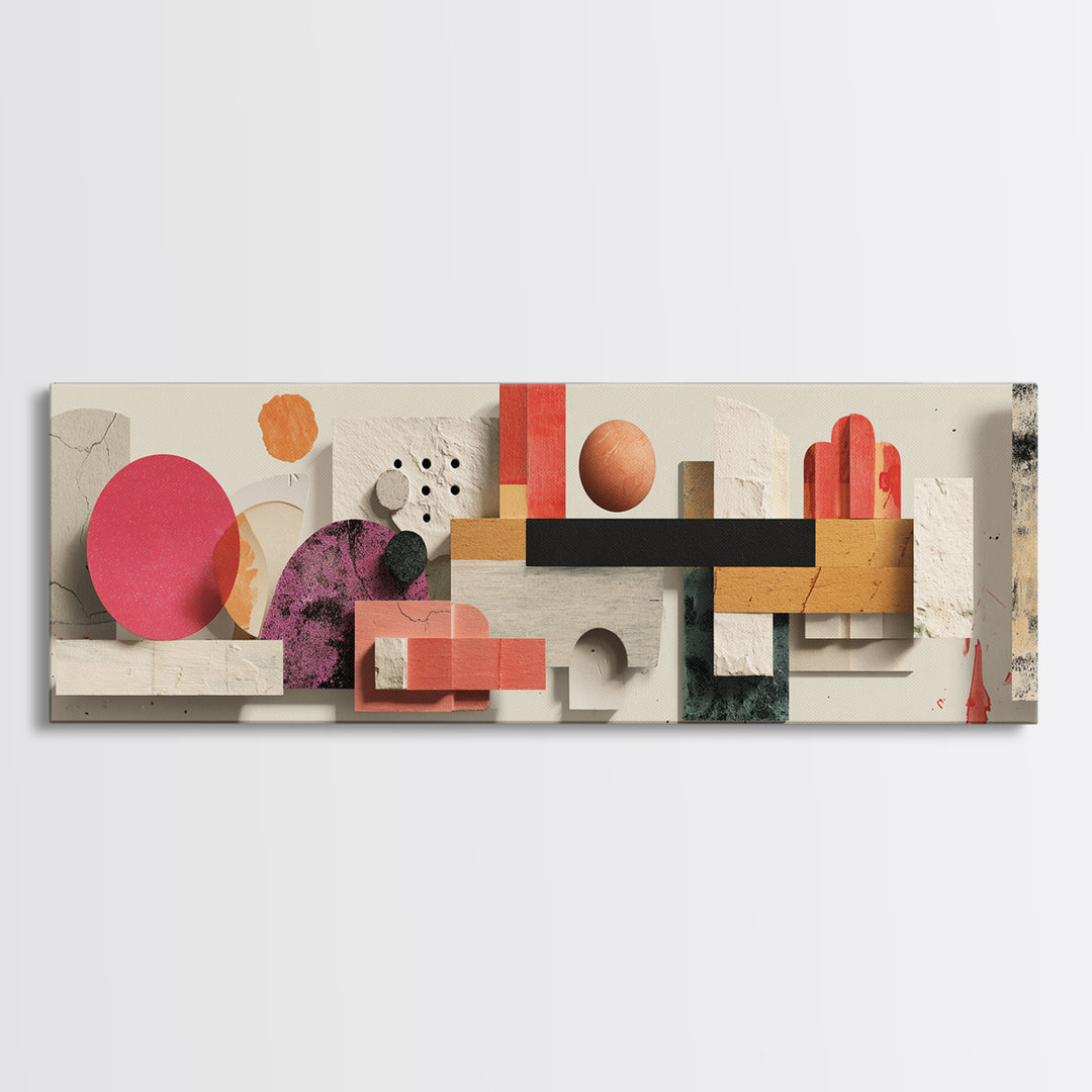 Minimal Geometric Still Life Wall Art, Panoramic Abstract Shapes Poster, Midcentury Modern Art Print, Neutral Home Decor Gift
