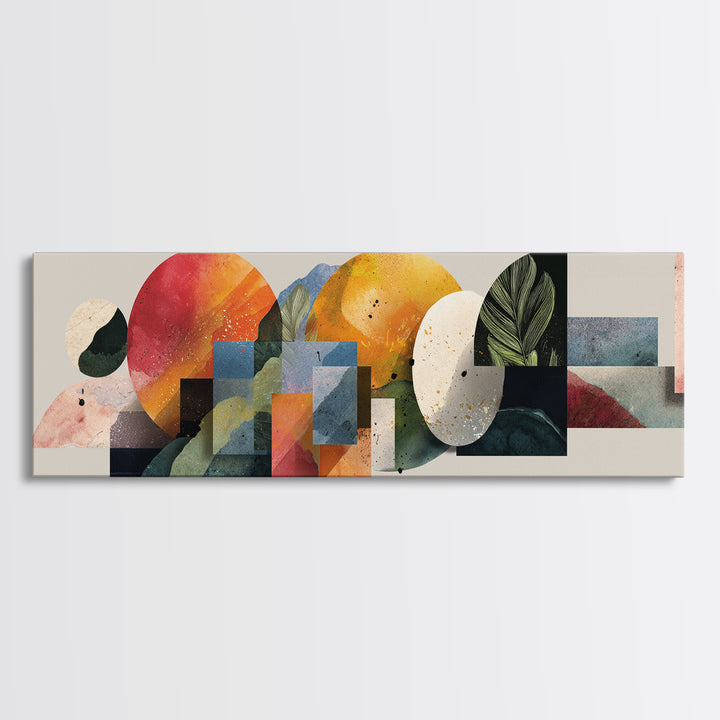 Warm Circle Arch Botanical Canvas Print, Midcentury Modern Wall Decor, Abstract MCM Artwork, Neutral Living Room Art Print