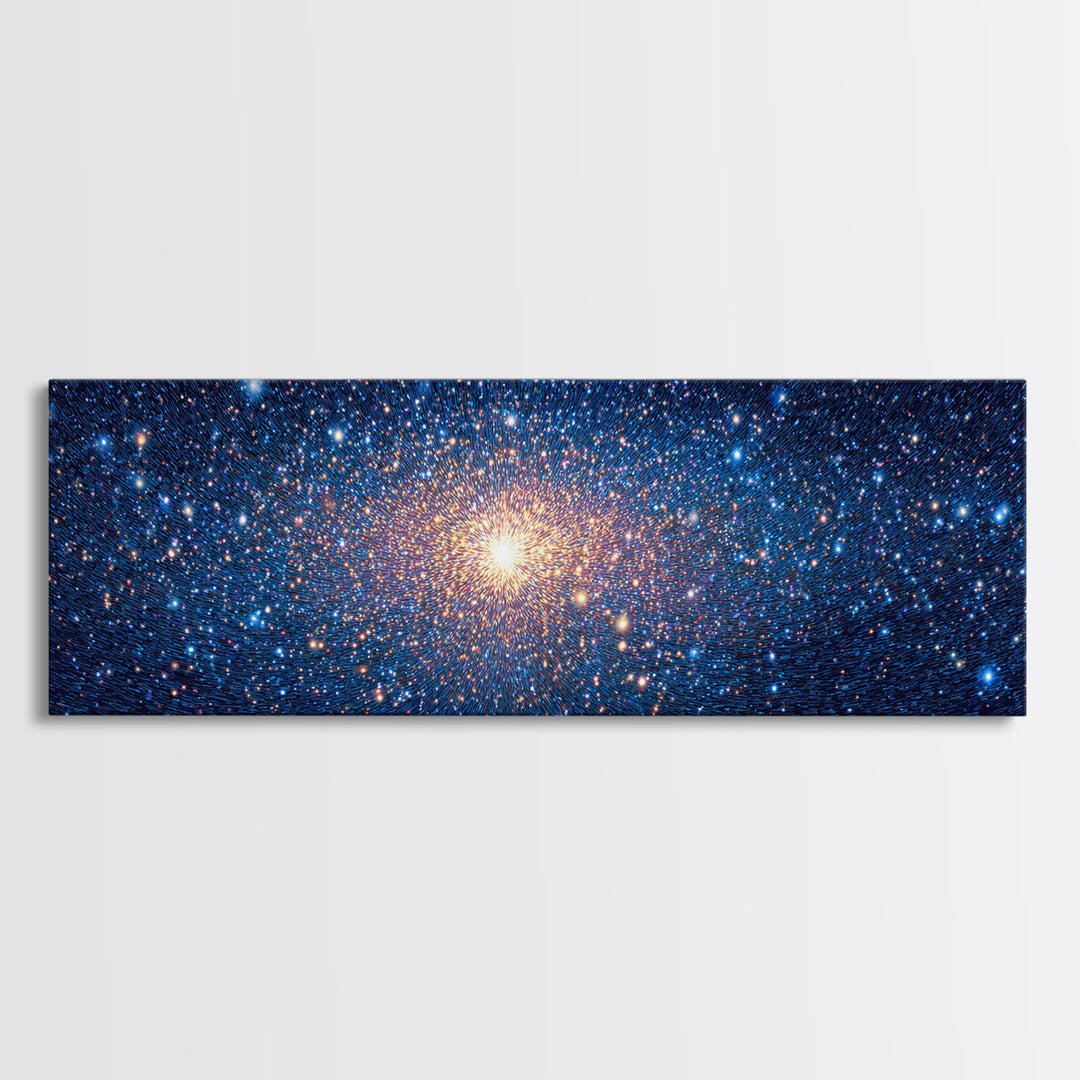 Blue Galaxy Star Cluster Wall Art, Cosmic Modern Canvas Print, Space Abstract Art, Starry Bedroom Decor, Large Poster Print